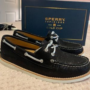 Sperry gold cup sparkle boat shoes
